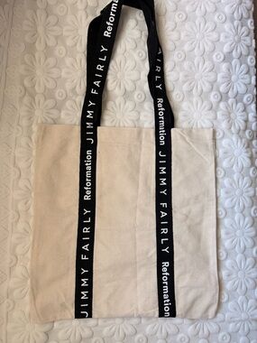 Reformation Jimmy Fairly Canvas Tote in Natural with Black Straps